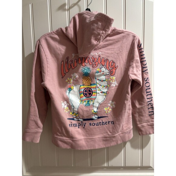 Simply Southern You are Lamazing Lama Hoodie Sweatshirt Youth Medium Pink - Picture 1 of 5